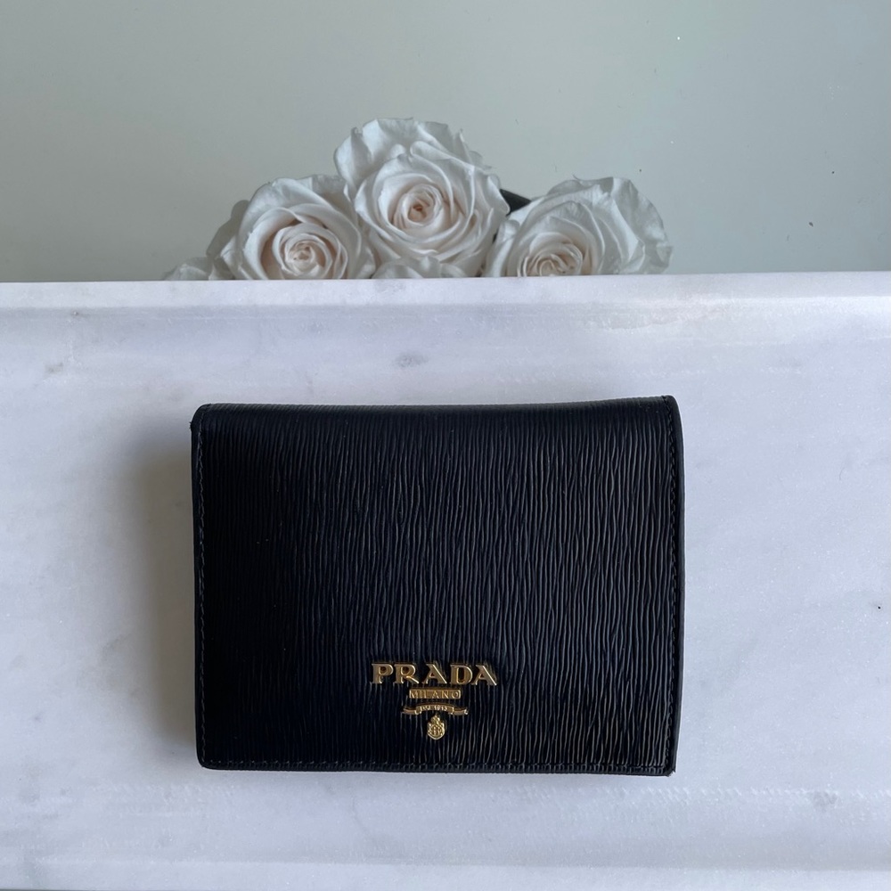 Prada Bifold French Wallet Vitello Move Nero